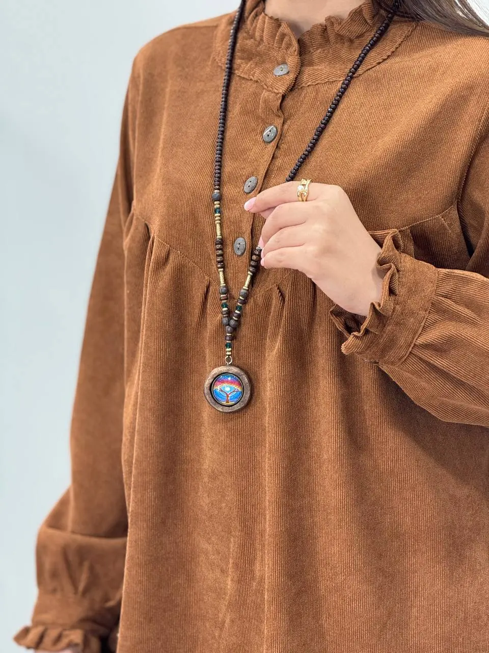 مانتو پاییزه یقه چین آیسو مانلی 1